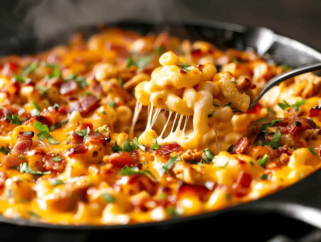 BBQ chicken bacon ranch mac and cheese preparation steps