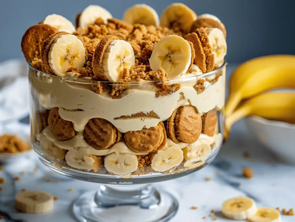 Biscoff banana pudding trifle preparation steps