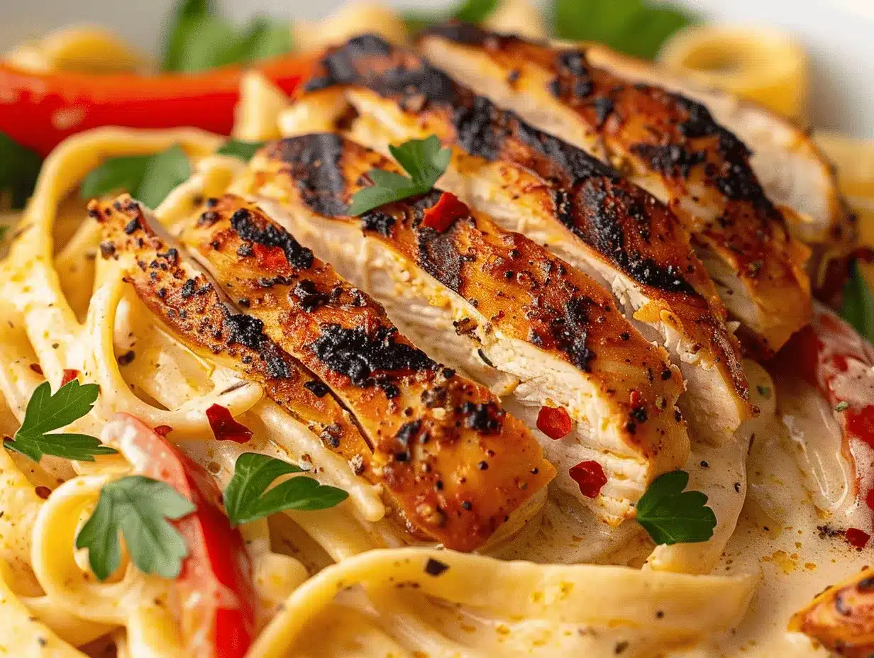 Cajun chicken Alfredo preparation steps