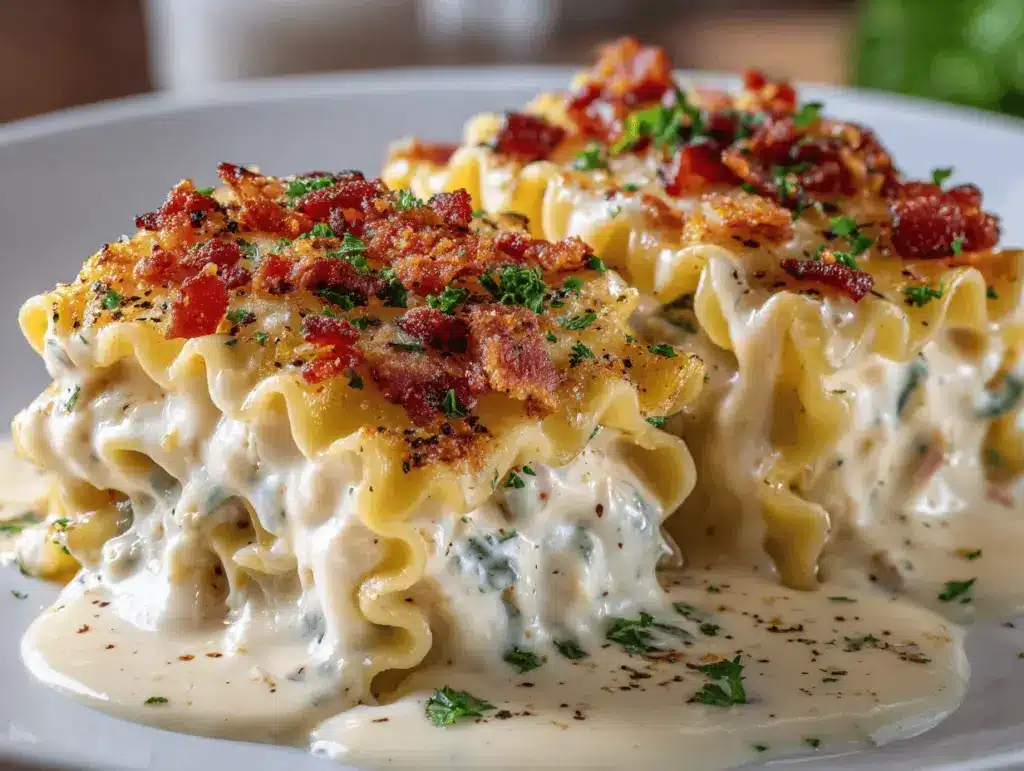 cheesy chicken bacon ranch lasagna rolls - featured image
