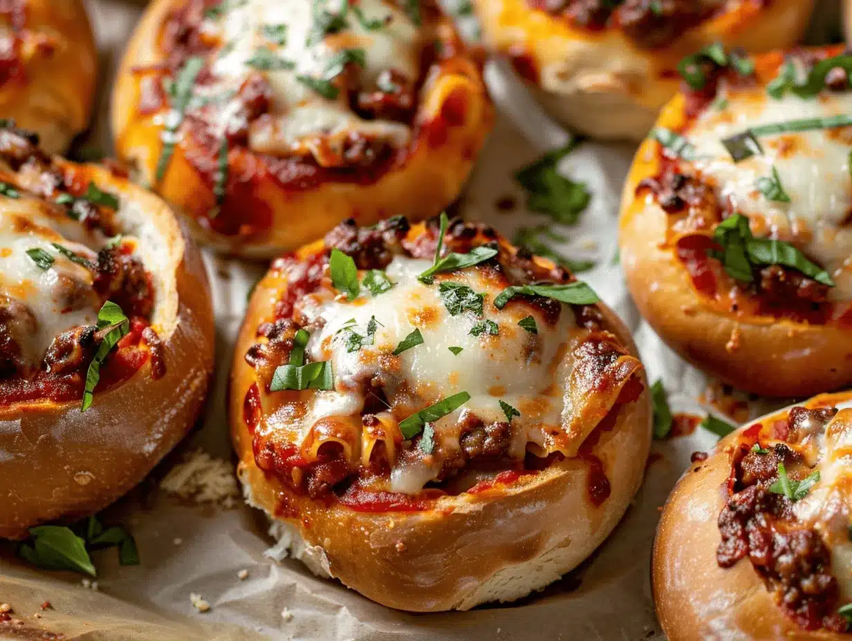 cheesy lasagna stuffed garlic bread bowls preparation steps