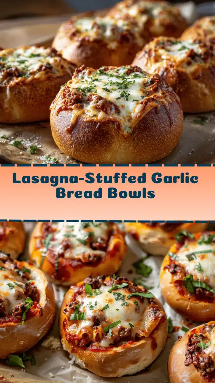 cheesy lasagna stuffed garlic bread bowls recipe