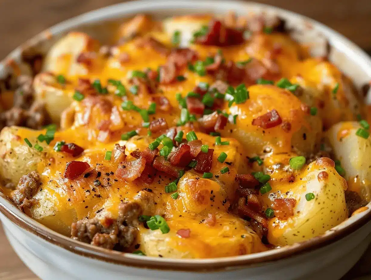 cheesy loaded potato and beef casserole preparation steps