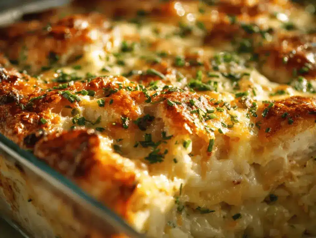 cheesy ranch chicken and rice bake - featured image