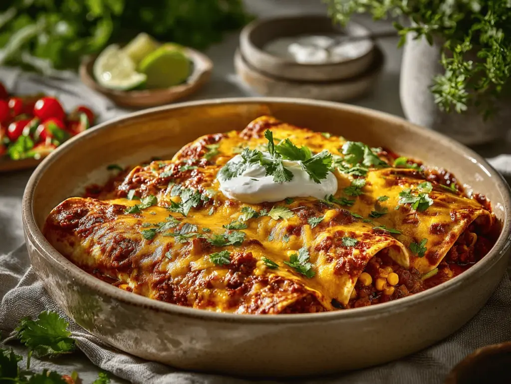 cheesy taco stuffed enchiladas - featured image