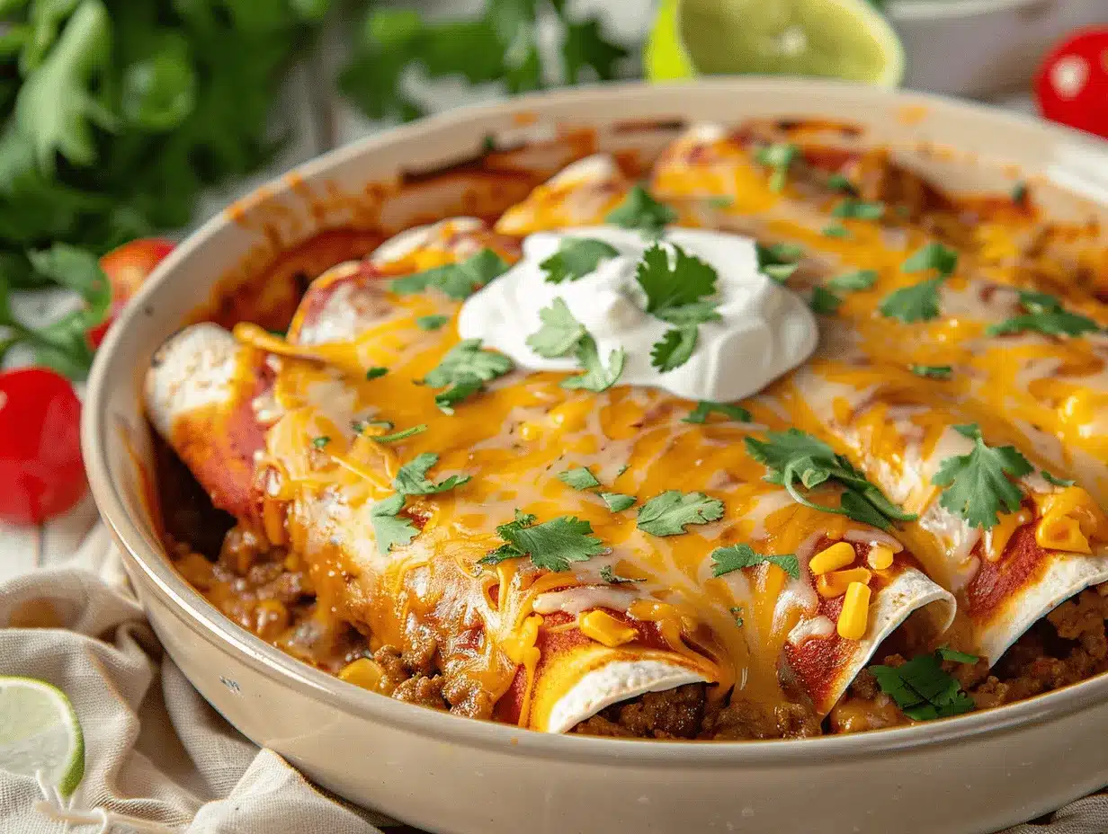 cheesy taco stuffed enchiladas preparation steps