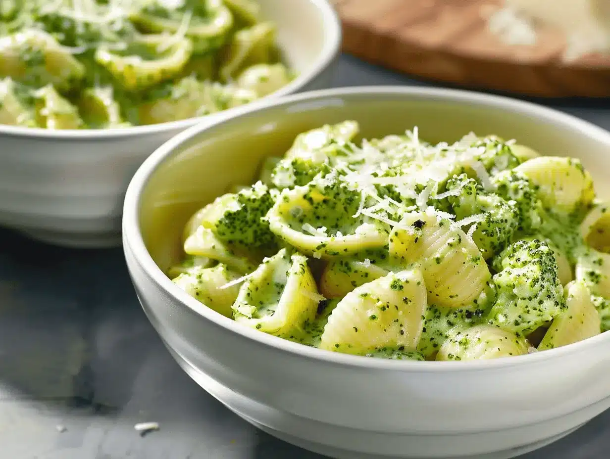 creamy broccoli alfredo shells preparation steps