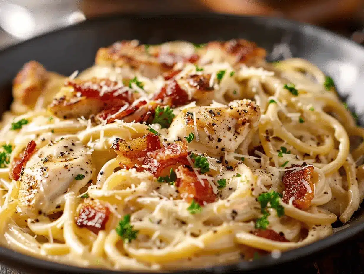creamy chicken bacon ranch carbonara preparation steps