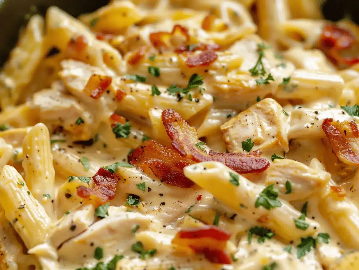 creamy chicken bacon ranch penne bake preparation steps