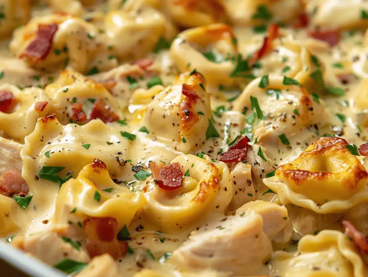 creamy chicken bacon tortellini bake preparation steps