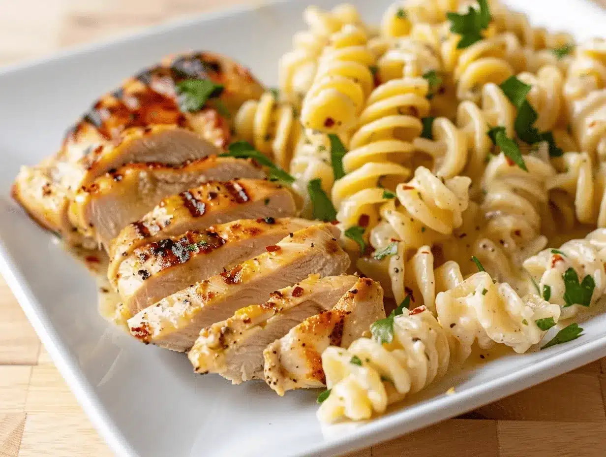 creamy garlic parmesan chicken pasta bake preparation steps