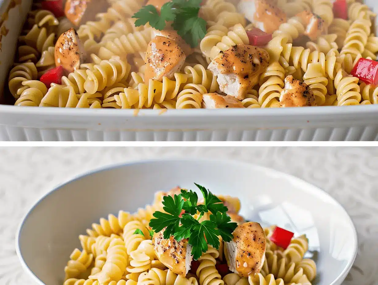 creamy honey pepper chicken pasta bake preparation steps