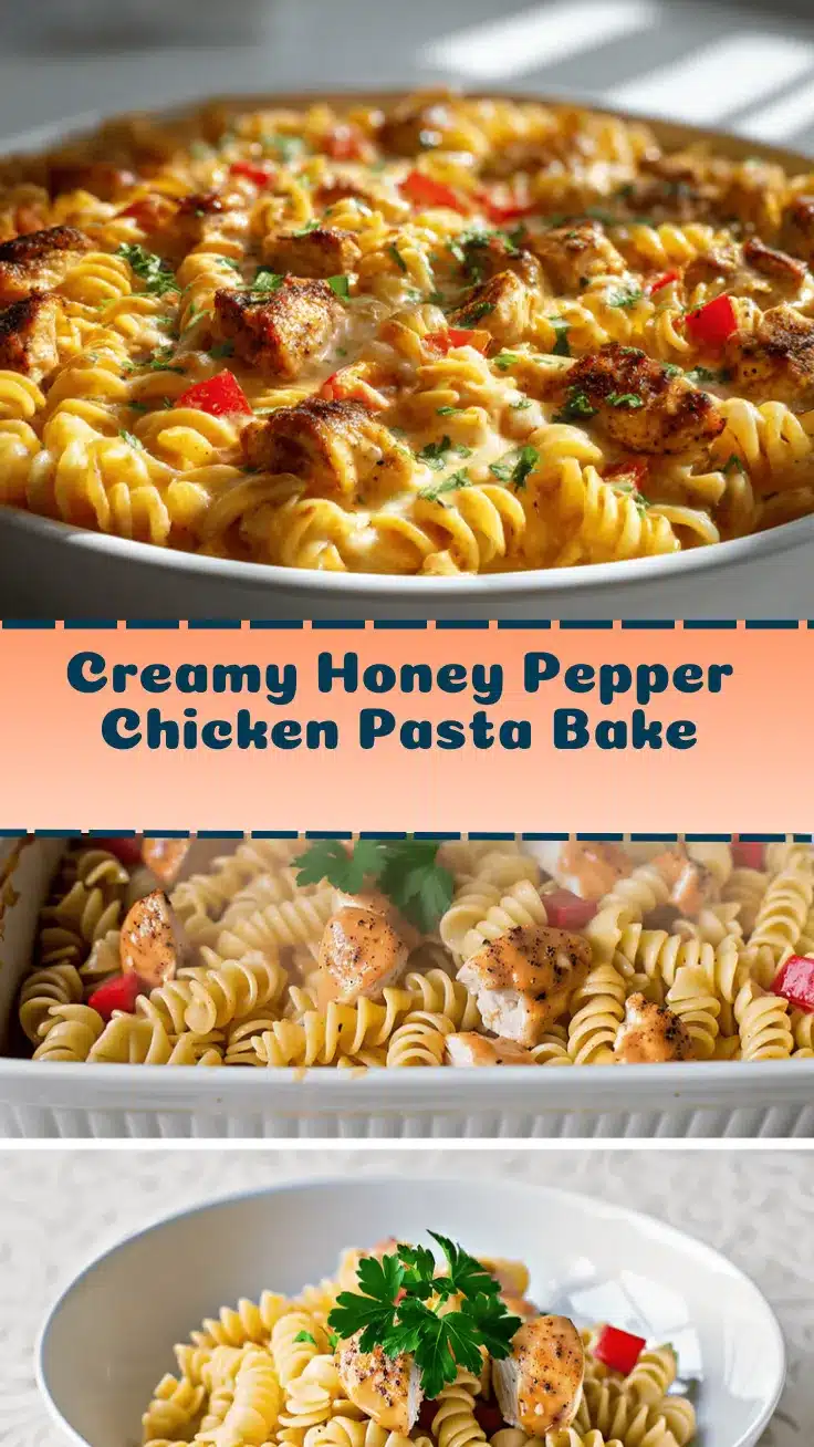 creamy honey pepper chicken pasta bake recipe