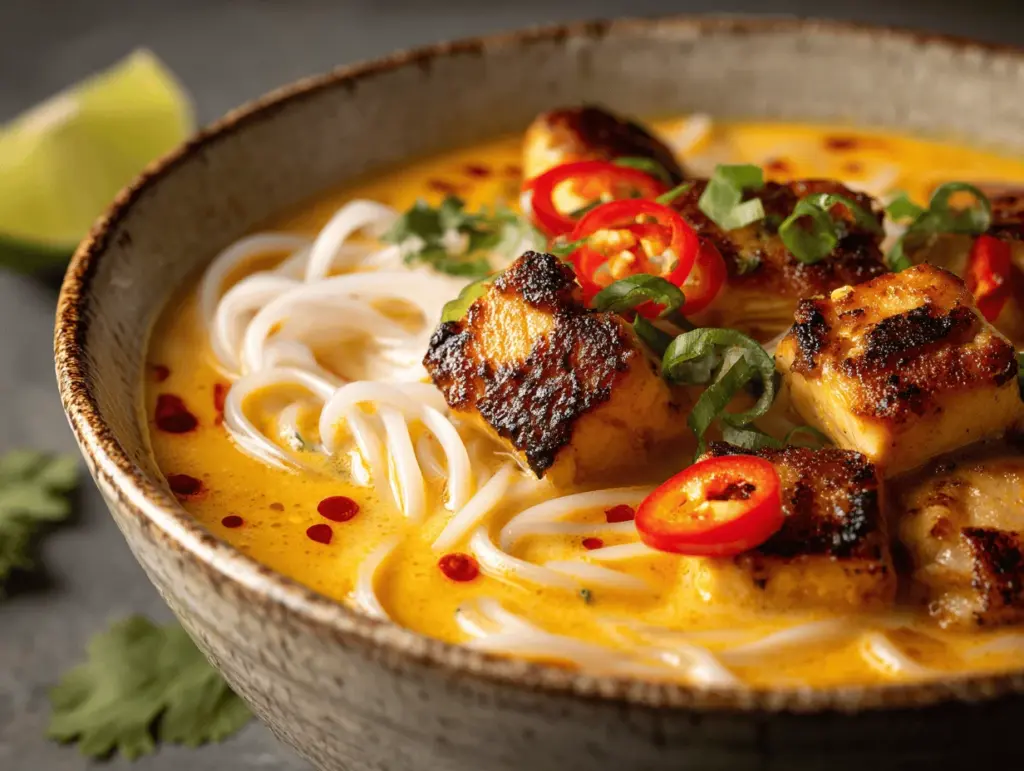 creamy Thai coconut chicken noodle soup - featured image