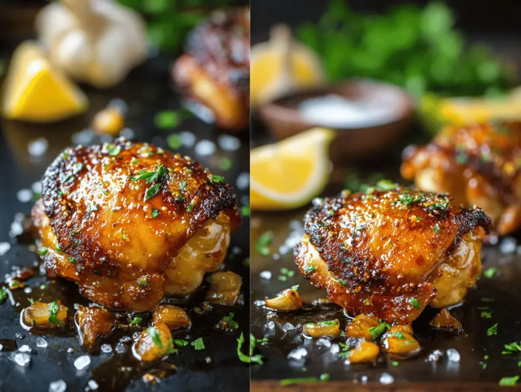 crispy honey garlic glazed chicken thighs - featured image
