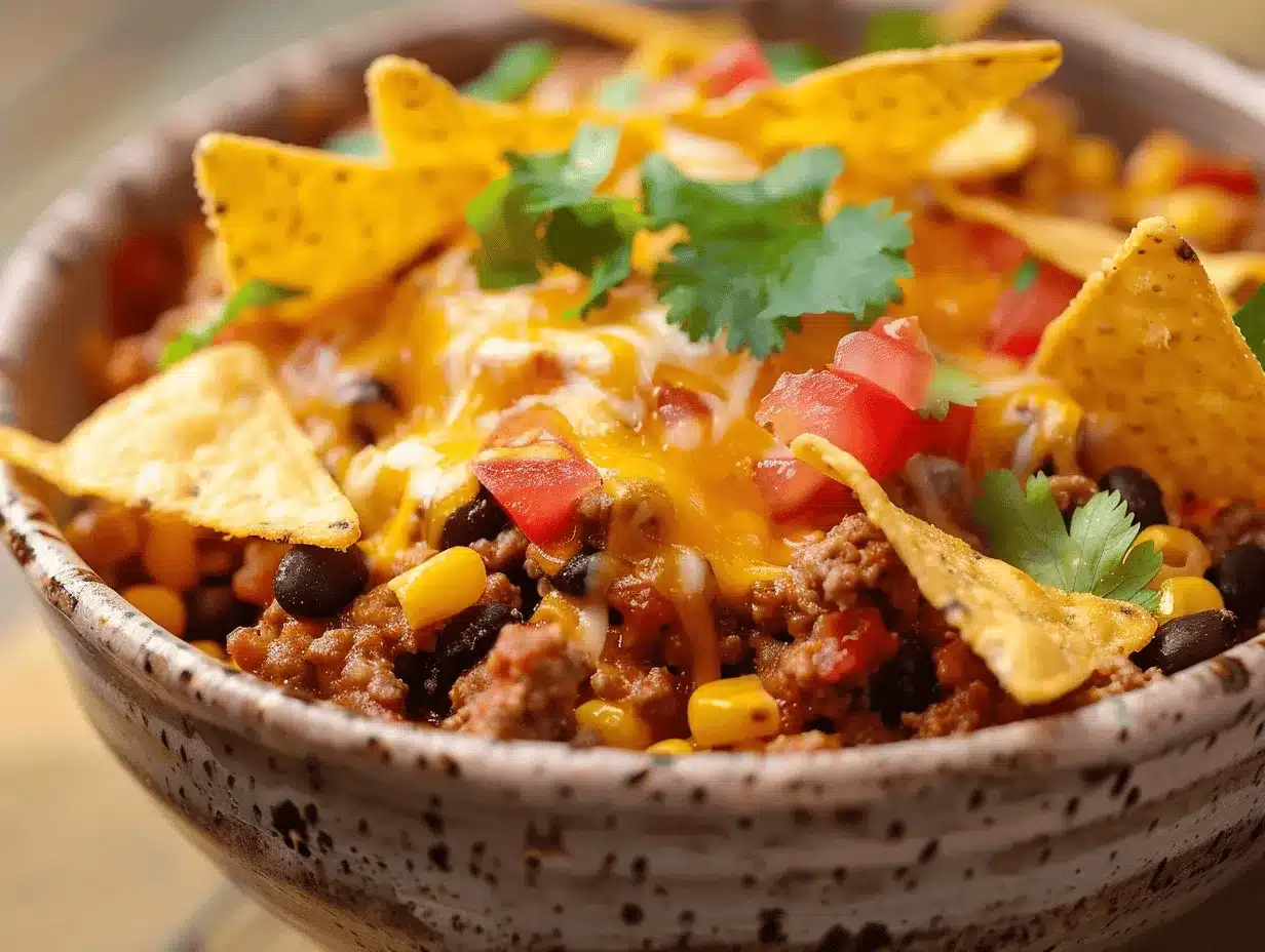Crockpot Doritos taco casserole preparation steps
