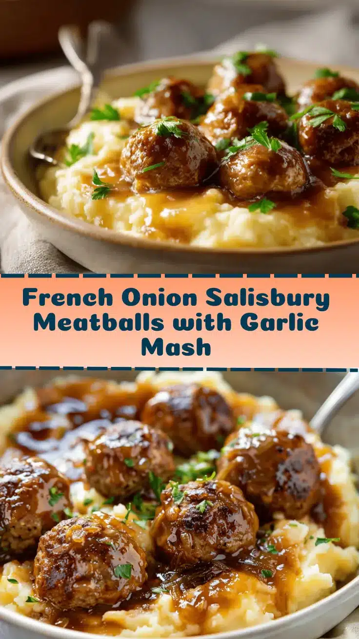 Crockpot French Onion Salisbury Meatballs recipe