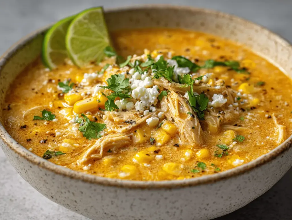 Crockpot Mexican Street Corn Chicken Chowder - featured image
