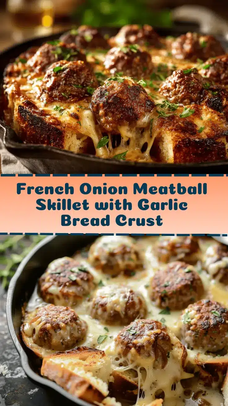 French Onion Meatball Skillet Bake recipe
