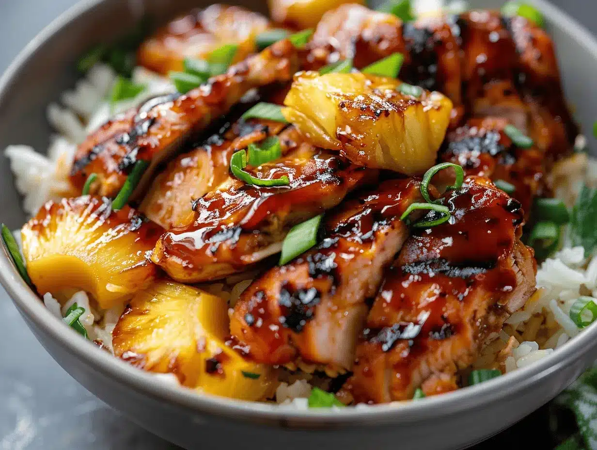 Hawaiian BBQ Chicken and Pineapple Rice Bowl preparation steps