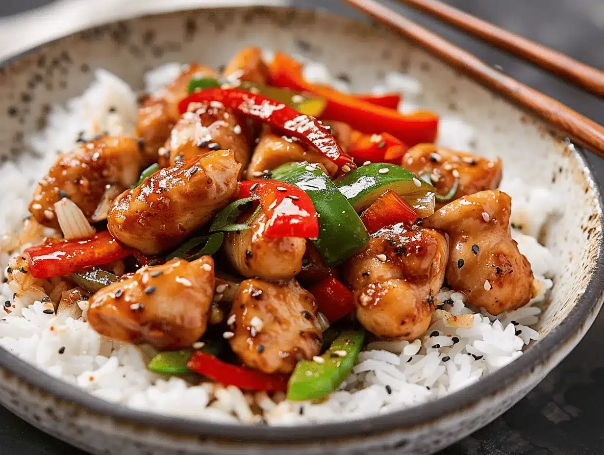 Honey Garlic Black Pepper Chicken Stir Fry preparation steps