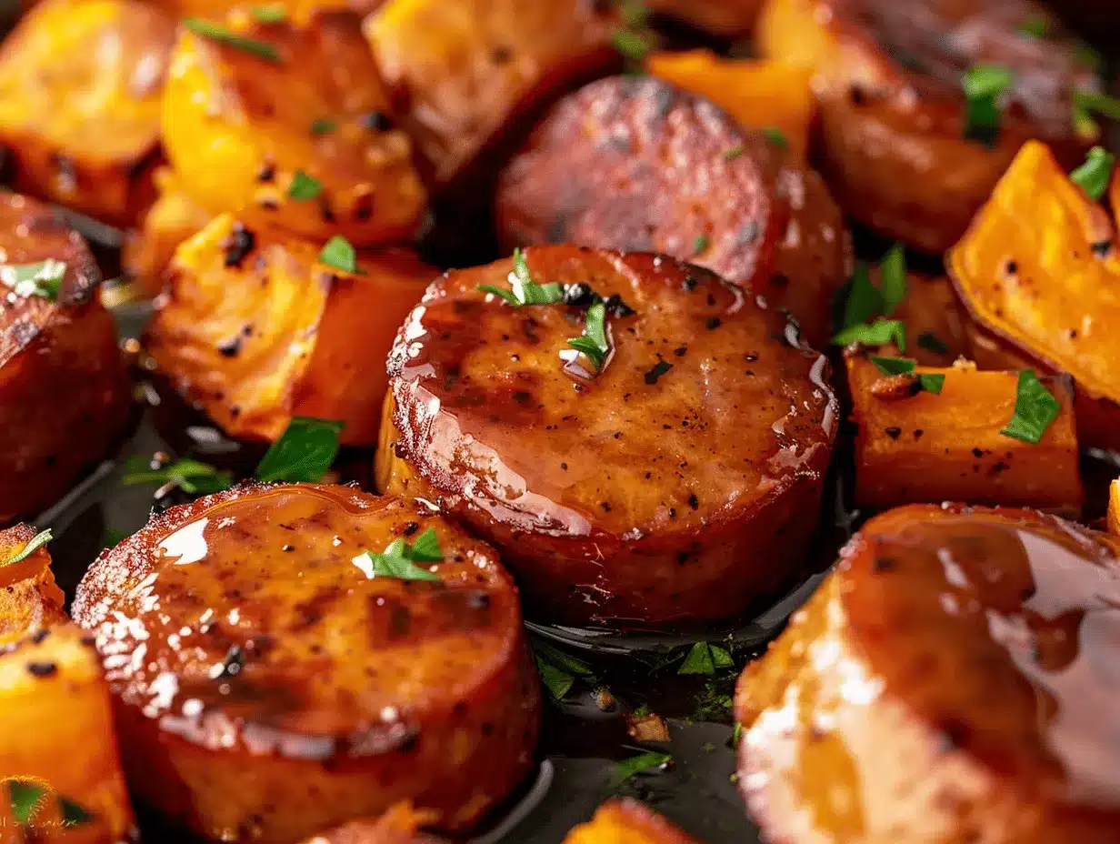 honey garlic sausage sheet pan dinner preparation steps