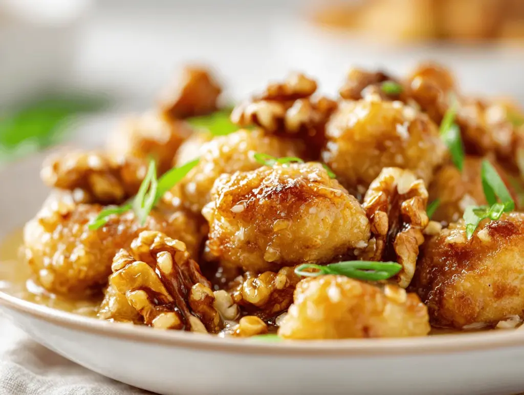 honey walnut chicken bites - featured image