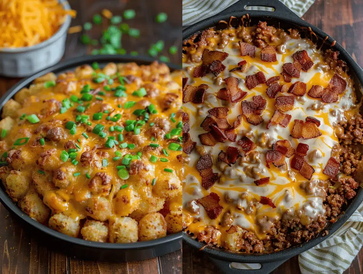 keto bacon cheeseburger tater tot casserole preparation steps
