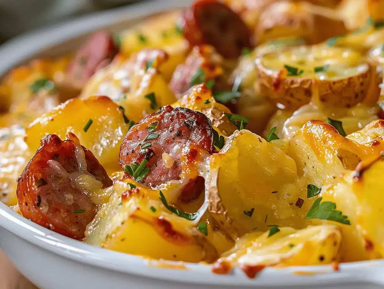 loaded cheesy ranch potato and smoked sausage bake preparation steps