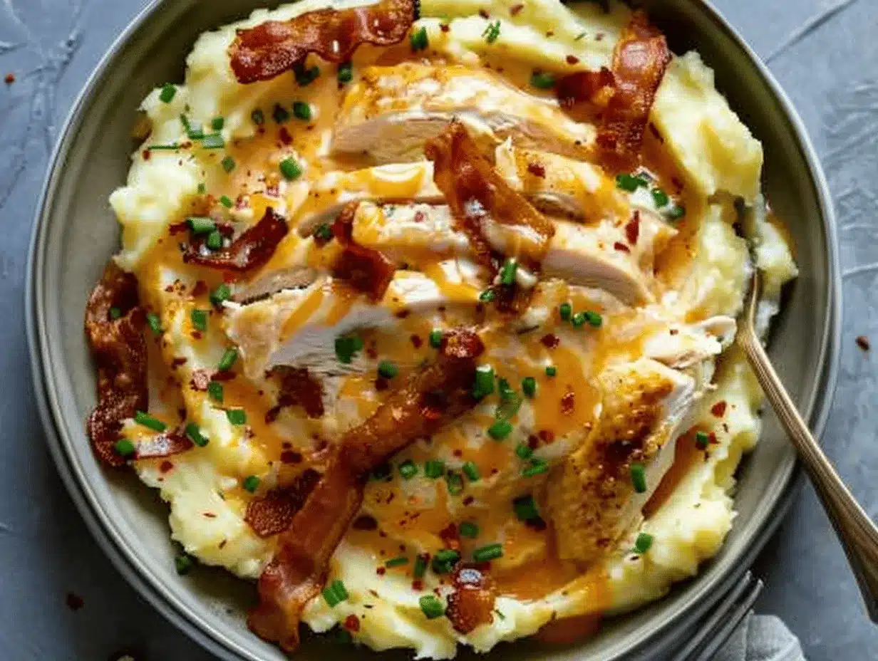 loaded chicken and mashed potato bowl preparation steps