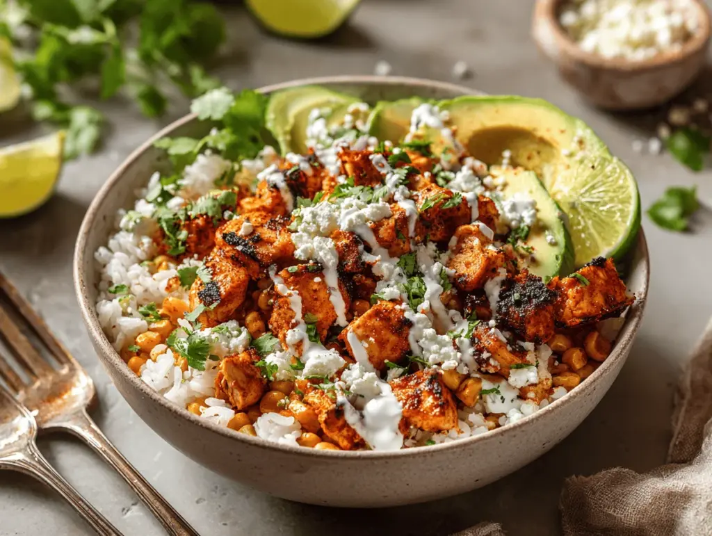 Mexican Street Corn Chicken Burrito Bowl - featured image