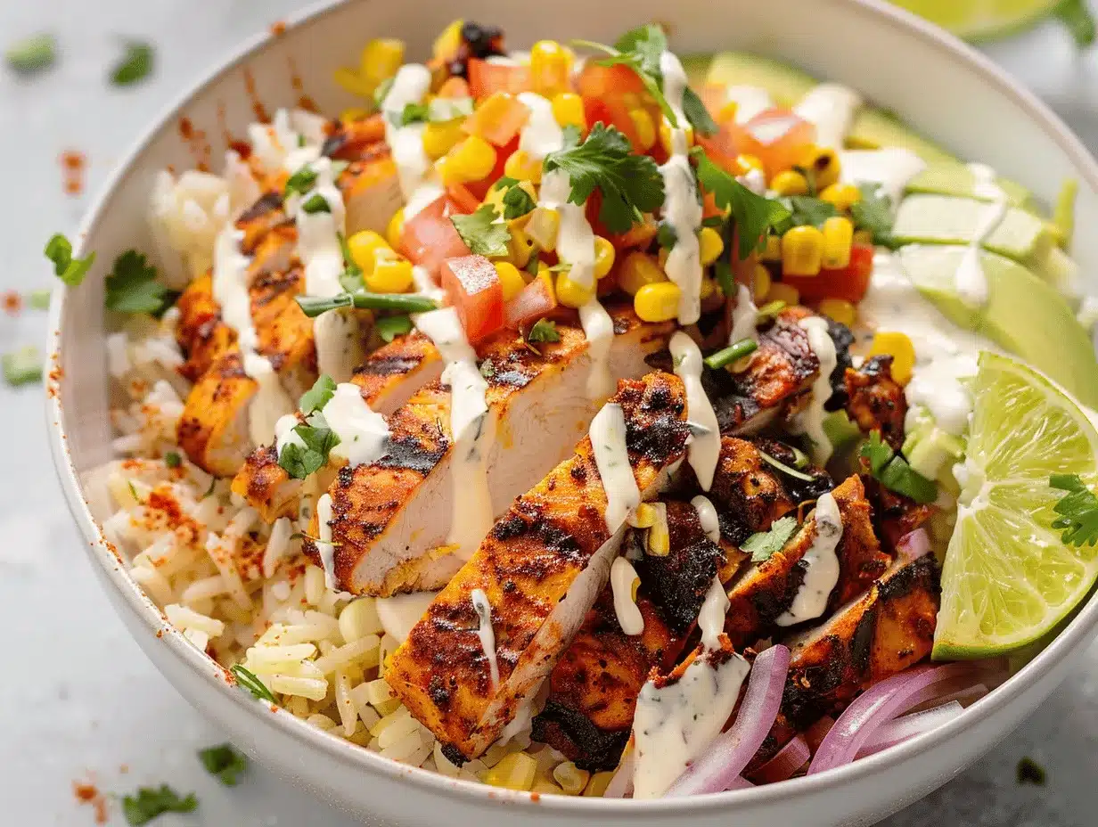 Mexican Street Corn Chicken Burrito Bowl preparation steps
