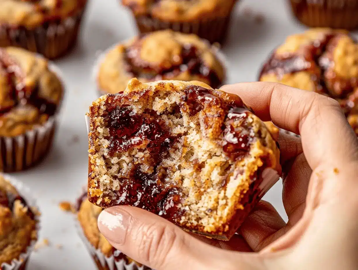 peanut butter jelly banana bread muffins preparation steps