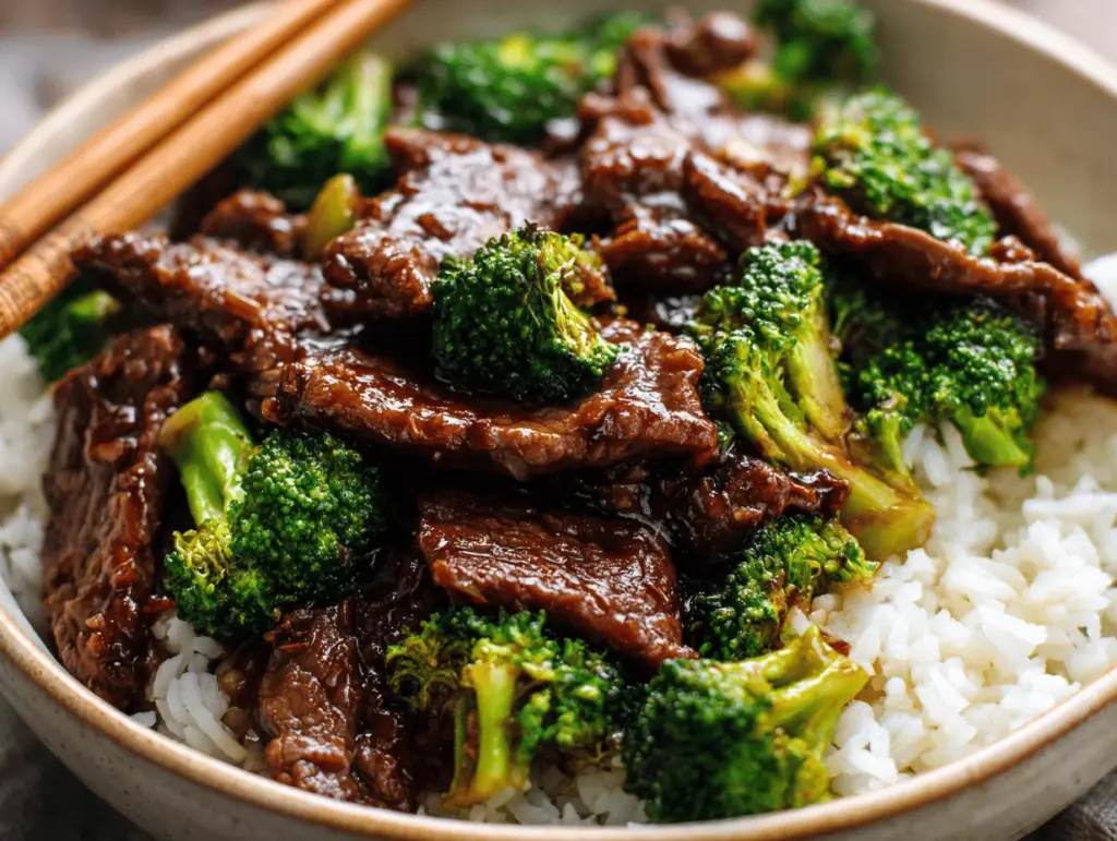slow cooker honey garlic beef and broccoli - featured image