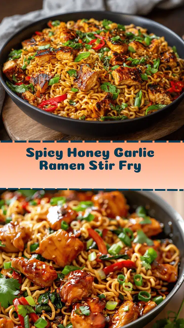 spicy honey garlic chicken ramen stir fry recipe