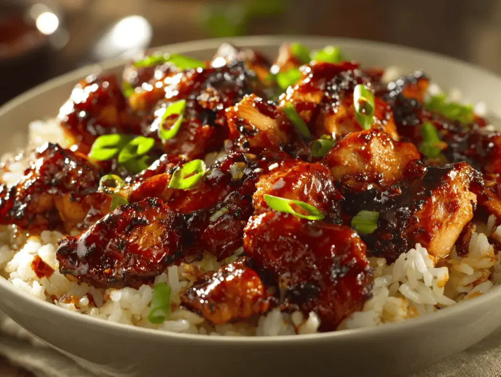 sweet and spicy BBQ chicken bowl - featured image