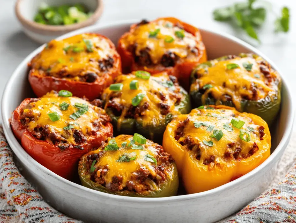 Tex-Mex Cheesy Taco Stuffed Peppers - featured image