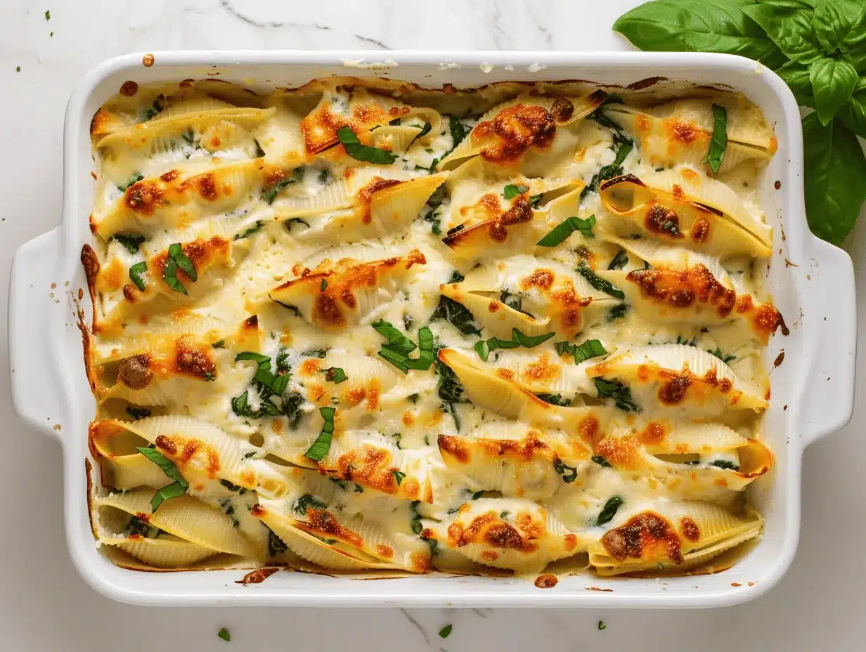 Three-Cheese Spinach Alfredo Stuffed Shells preparation steps
