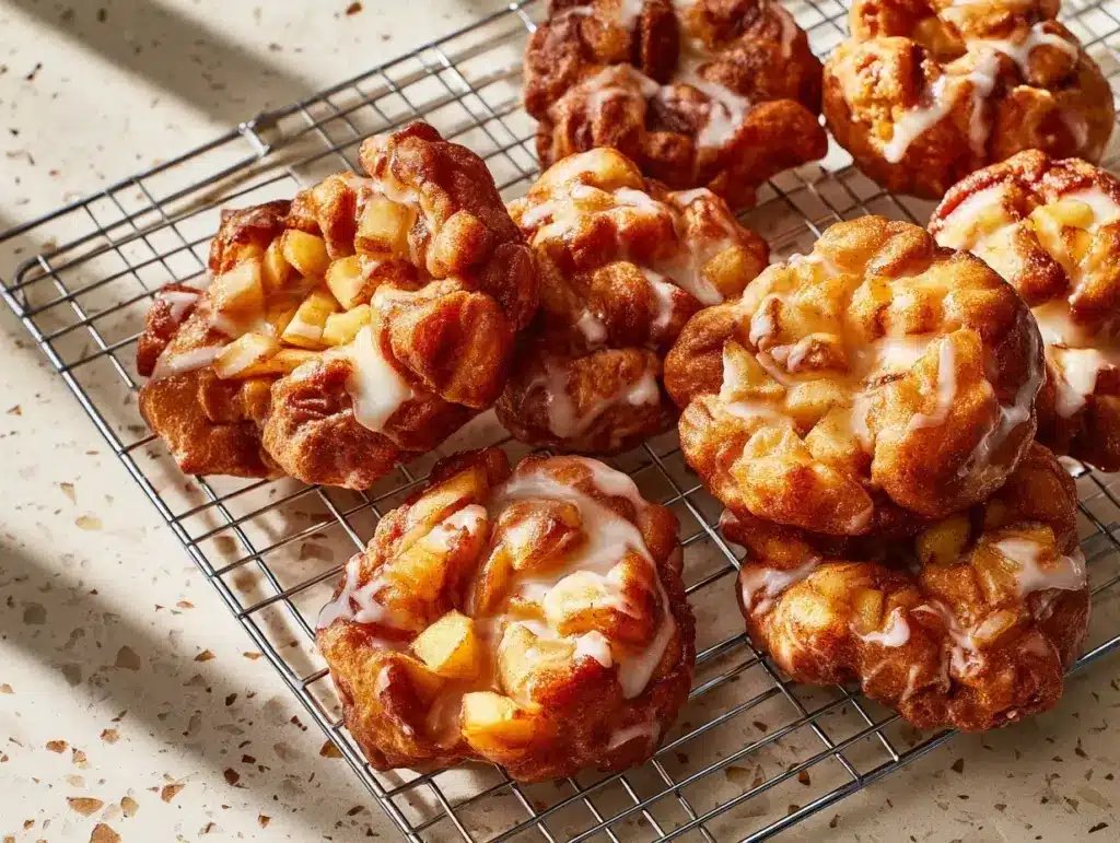 air fryer cinnamon roll apple fritters - featured image