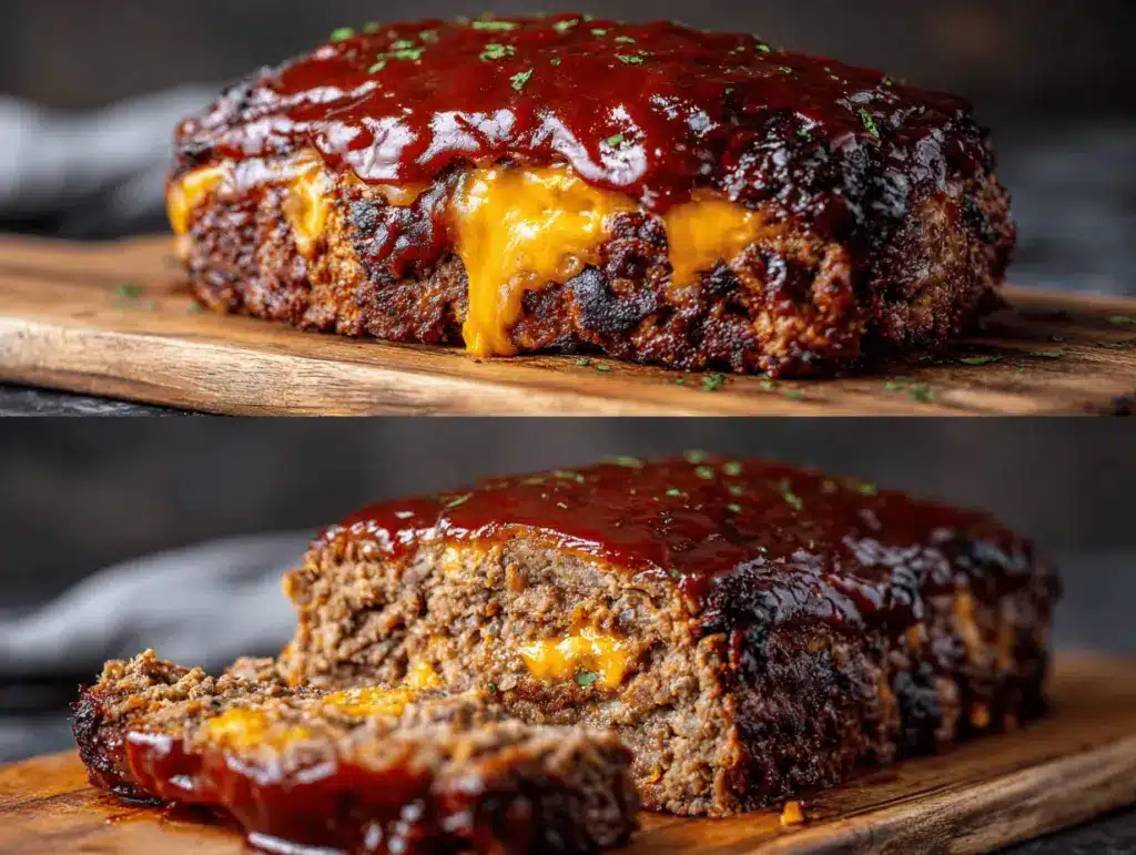 BBQ cheddar stuffed meatloaf - featured image