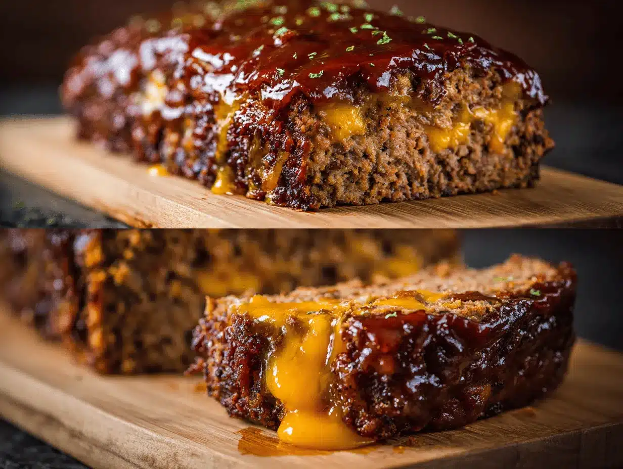 BBQ cheddar stuffed meatloaf preparation steps