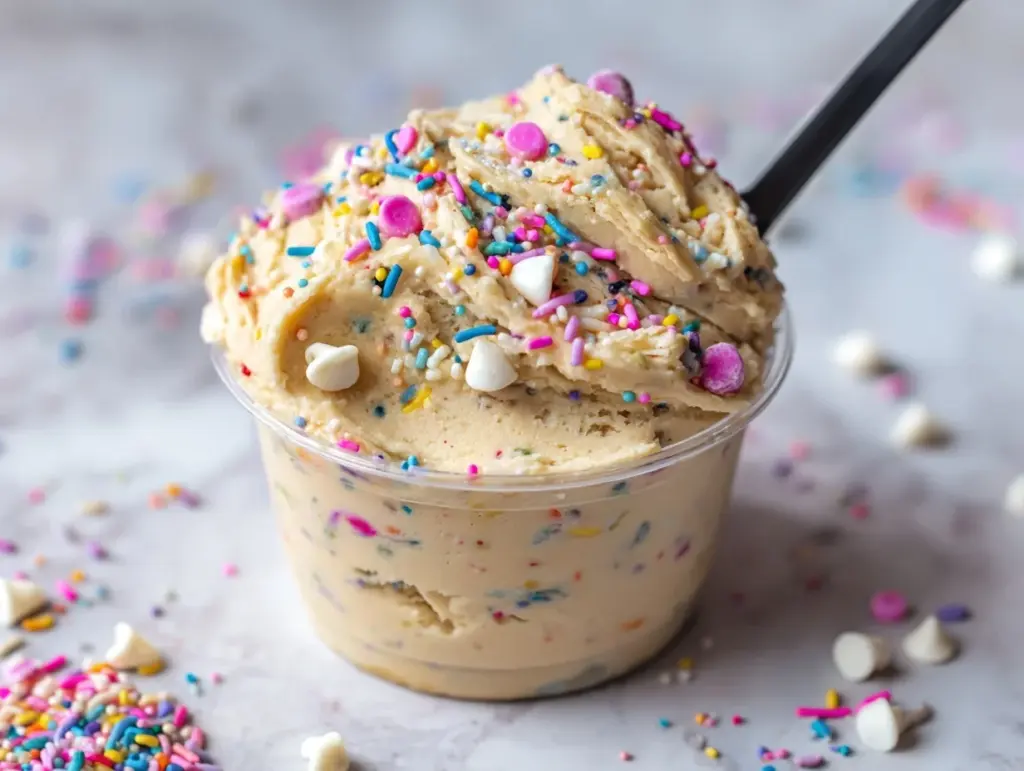 birthday cake protein cookie dough cups - featured image