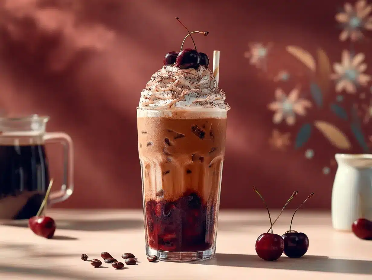 Black Forest Mocha Iced Latte preparation steps