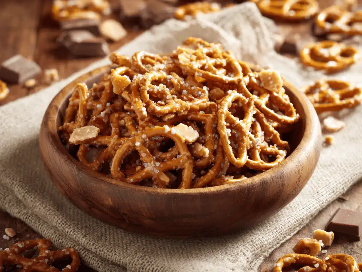 Butter Toffee Pretzel Snack Mix preparation steps