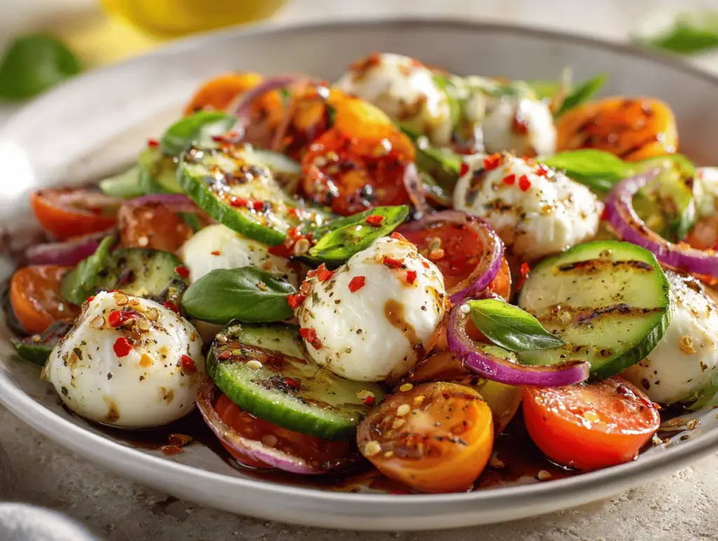 Caprese Cucumber Salad - featured image