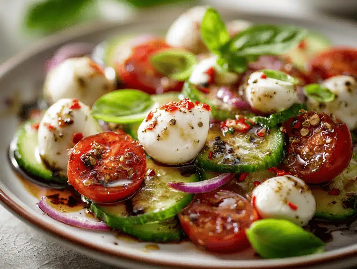 Caprese Cucumber Salad preparation steps