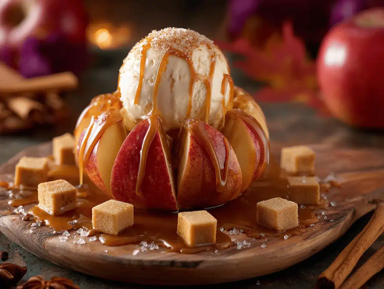 Caramel Blooming Apple Sundae preparation steps