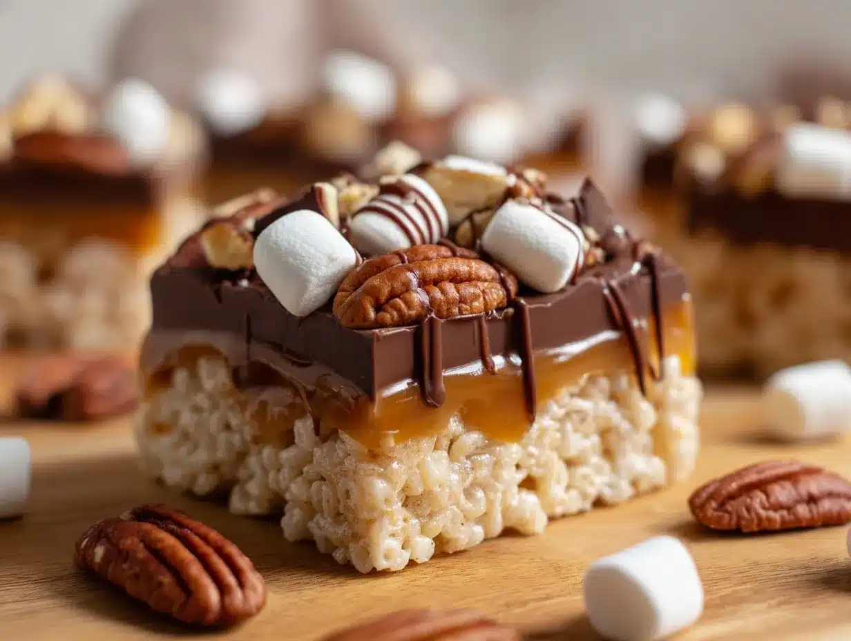 caramel turtle Rice Krispie treats preparation steps