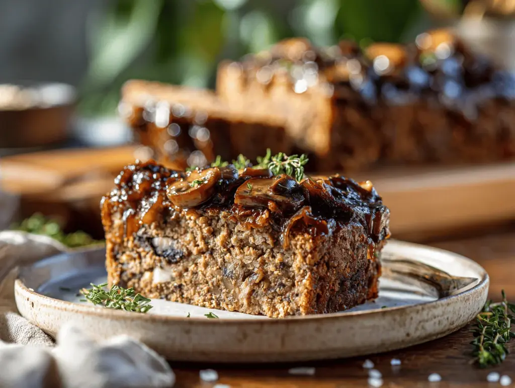 caramelized onion mushroom meatloaf - featured image