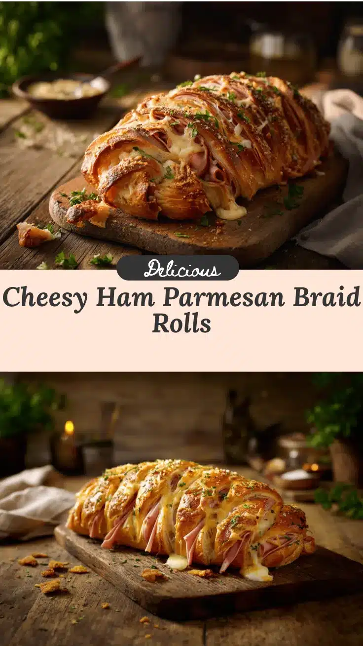 Cheesy Braided Ham Parmesan Roll recipe